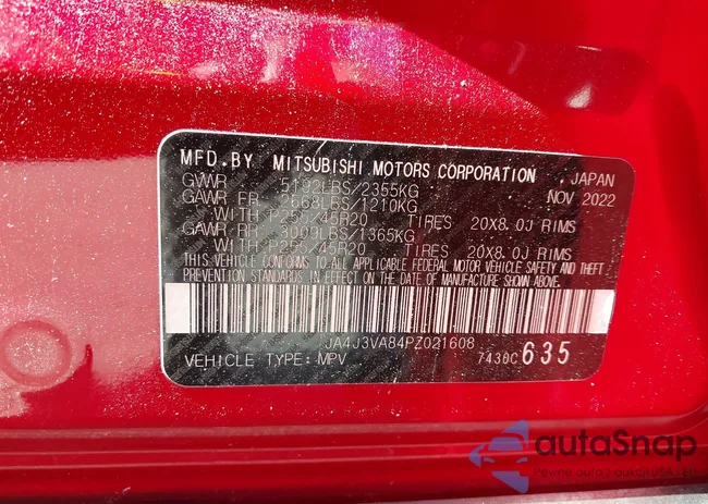 JA4J3VA84PZ021608: 43251123