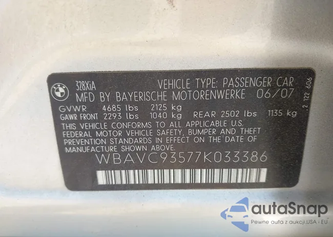 WBAVC93577K033386: 43251213