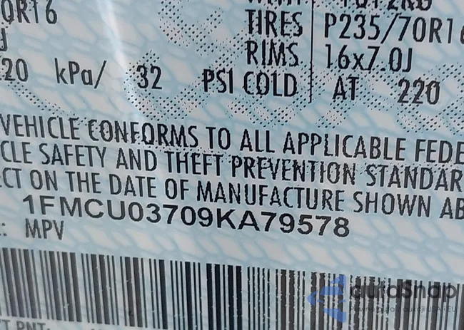 1FMCU03709KA79578: 43251294