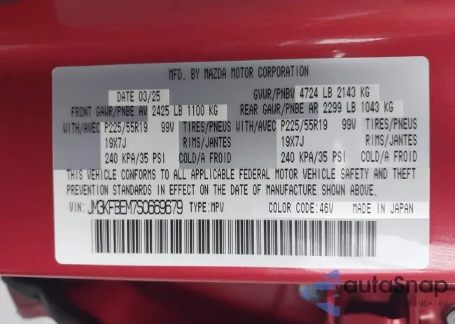 JM3KFBEM7S0669679: 43251303