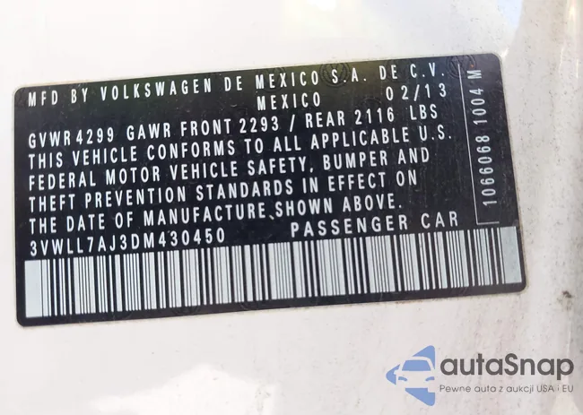 3VWLL7AJ3DM430450: 43251327