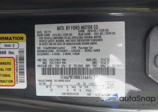 1FA6P8TH8K5166963: 43250474