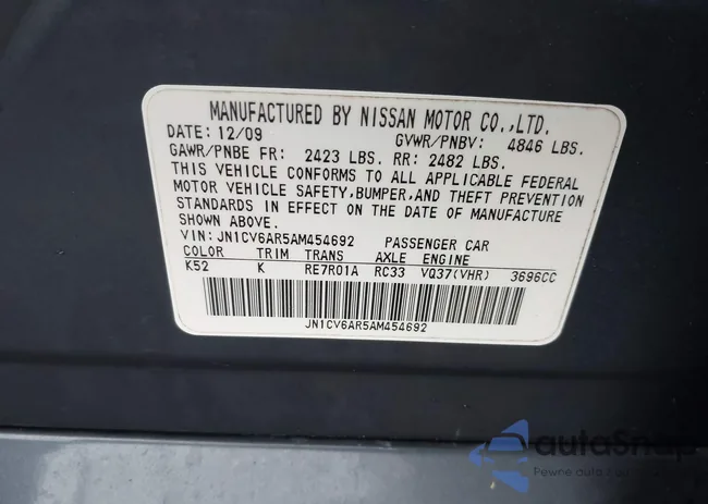 JN1CV6AR5AM454692: 43250488