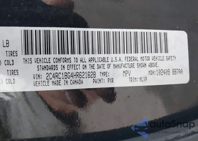 2C4RC1BG4HR621628: 43250634