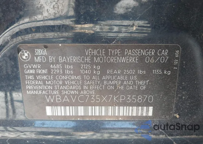 WBAVC735X7KP35870: 43250804