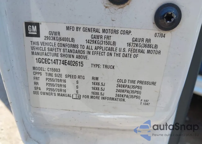 1GCEC14T74E402615: 43250842