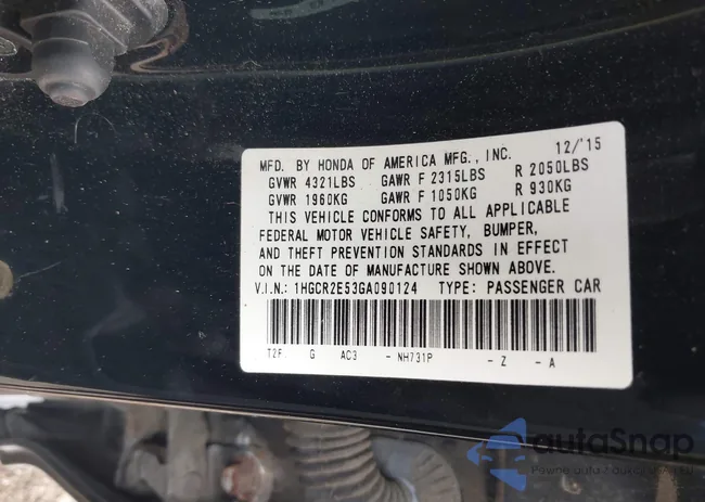 1HGCR2E53GA090124: 43250853