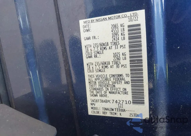 5N1BT3BA8PC742710: 43251957