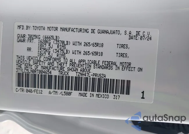 3TYLC5LN0RT004654: 43251966