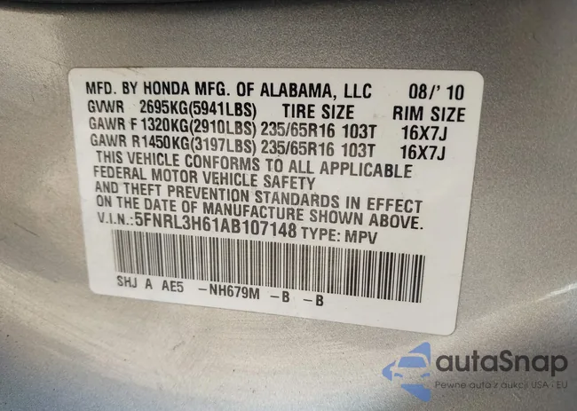 5FNRL3H61AB107148: 43251986