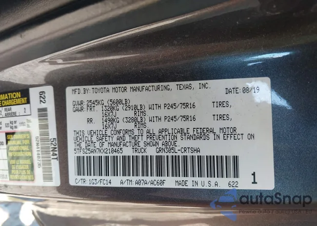 5TFSZ5AN7KX210465: 43252016