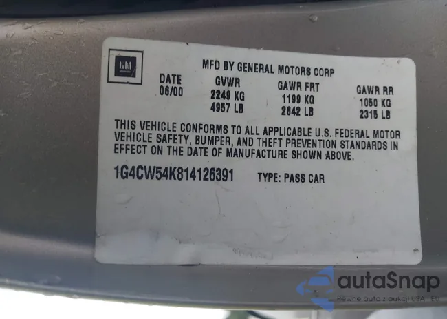 1G4CW54K814126391: 43252069