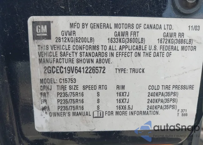 2GCEC19V641226572: 43252167