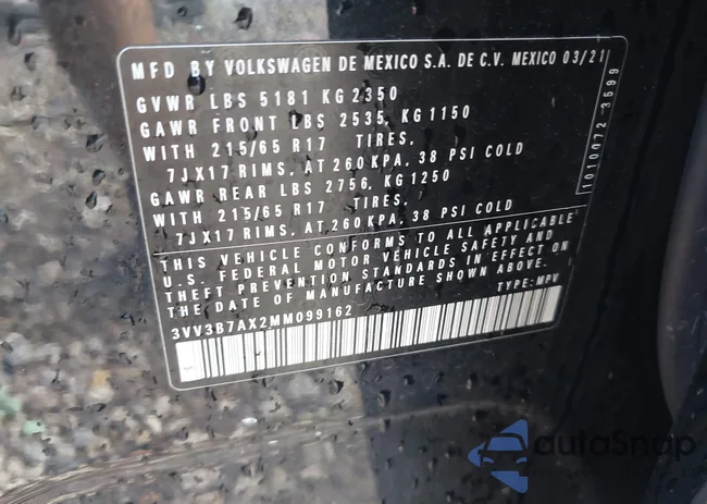 3VV3B7AX2MM099162: 43252187