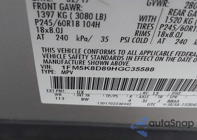 1FM5K8D89HGC35588: 43252189