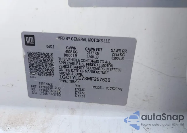 1GC1YLE78MF257530: 43252192
