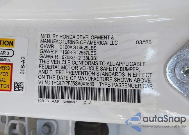 1HGCY2F55SA041680: 43252204