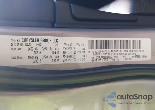 1C4RJFAG9EC240625: 43252225