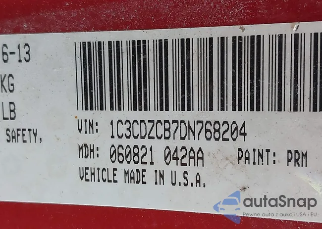 1C3CDZCB7DN768204: 43252230