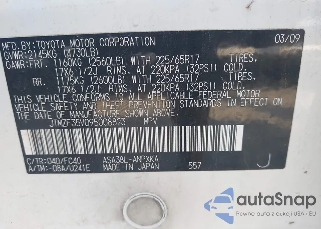 JTMZF35V095008823: 43252291