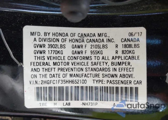 2HGFC1F35HH652100: 43252302