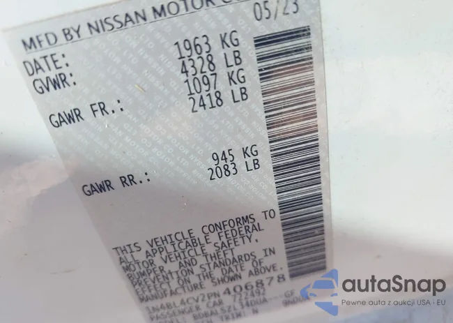 1N4BL4CV2PN406878: 43252323