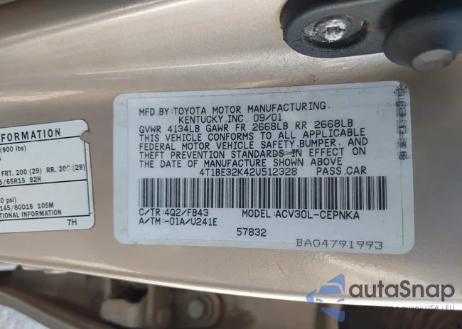 4T1BE32K42U512328: 43252357