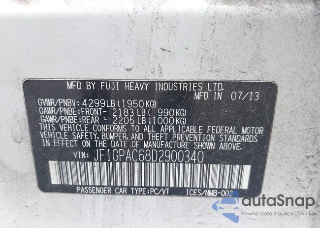 JF1GPAC68D2900340: 43252370