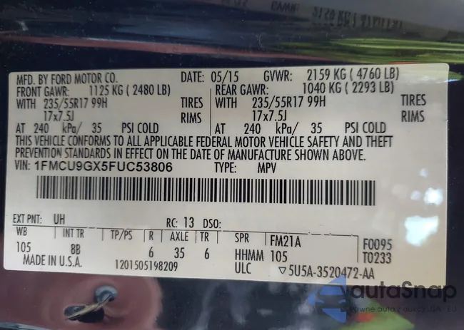 1FMCU9GX5FUC53806: 43251493