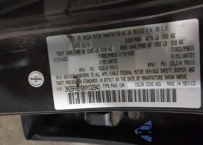 3MZBPAEM2KM102340: 43251620