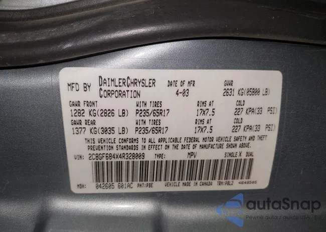 2C8GF684X4R328009: 43251789