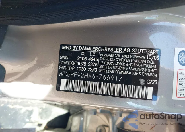 WDBRF92HX6F766917: 43252885