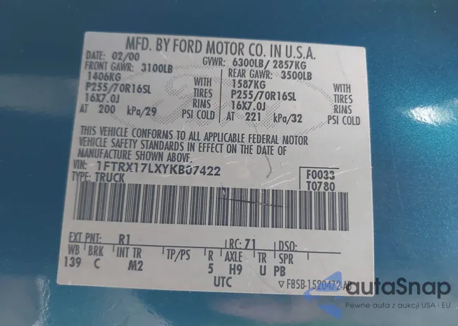 1FTRX17LXYKB07422: 43252968