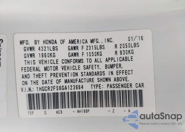 1HGCR2F56GA123664: 43252975