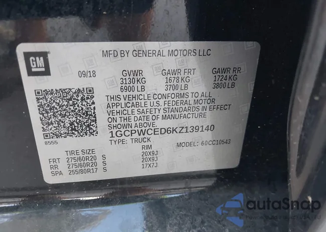 1GCPWCED6KZ139140: 43253010