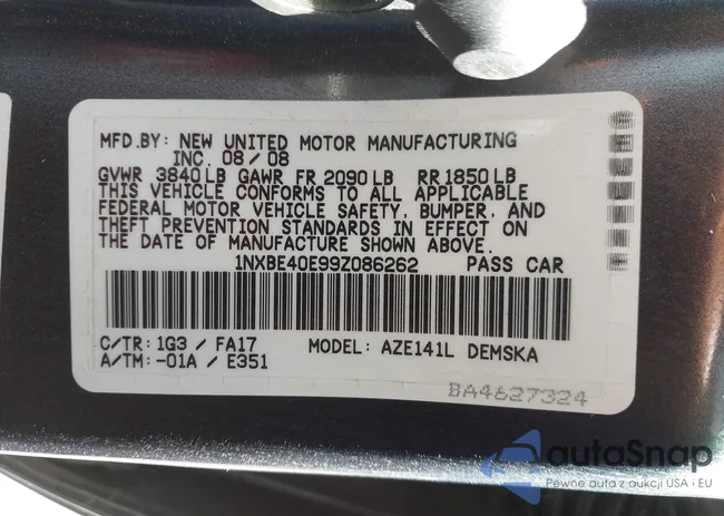 1NXBE40E99Z086262: 43253073