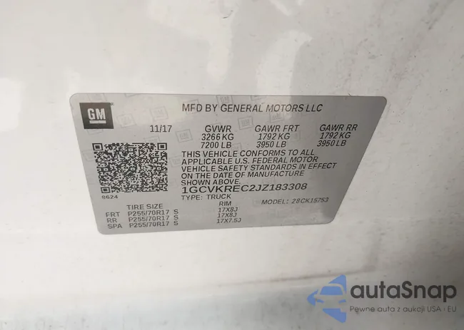 1GCVKREC2JZ183308: 43253130