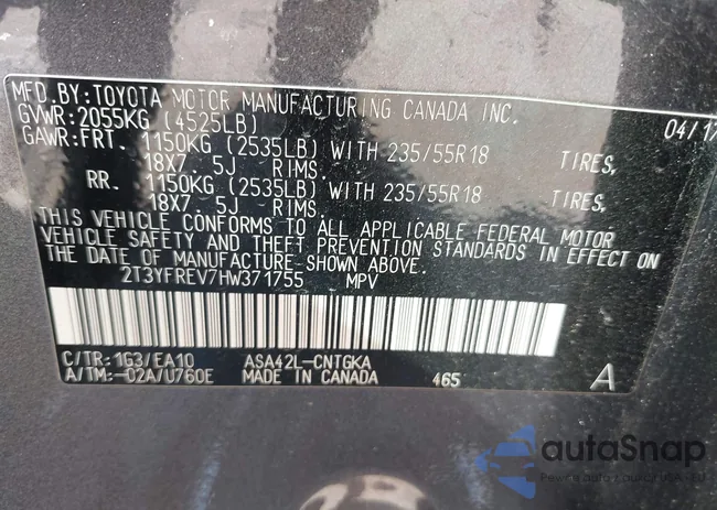 2T3YFREV7HW371755: 43253216