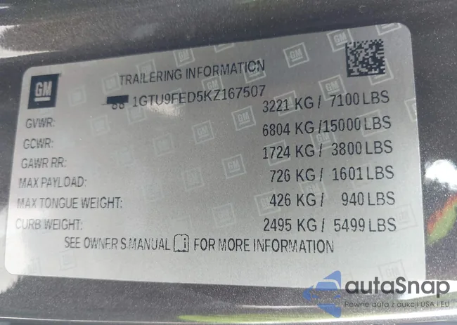 1GTU9FED5KZ167507: 43253275