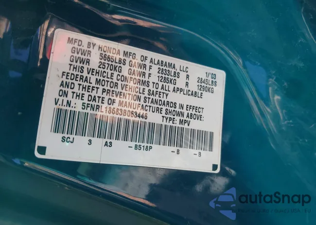 5FNRL18683B063446: 43253402