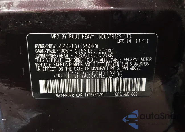 JF1GPAC65CH212405: 43253425