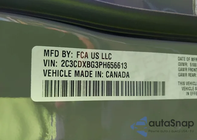 2C3CDXBG3PH656613: 43252575