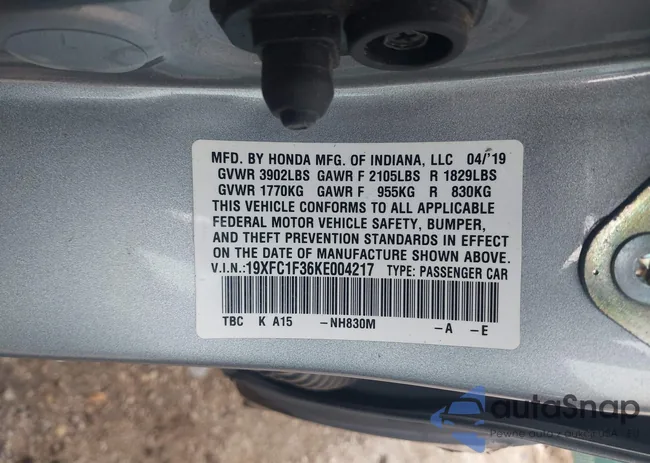 19XFC1F36KE004217: 43252594