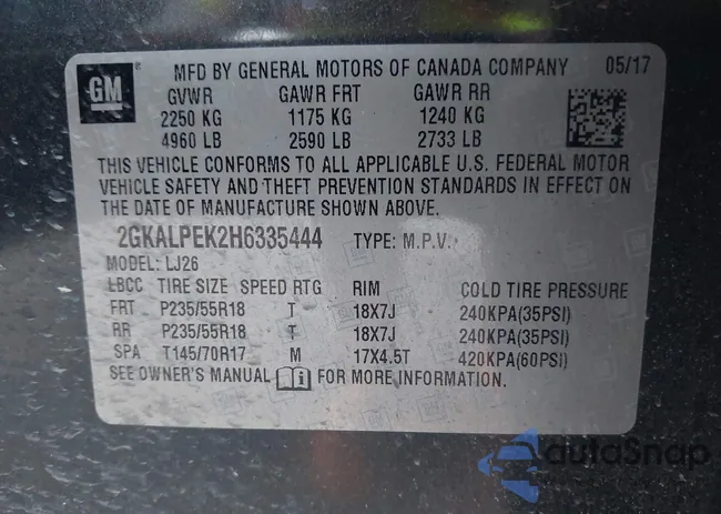 2GKALPEK2H6335444: 43252720