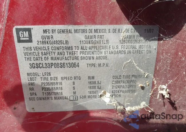 3GSCL33P08S613064: 43253972