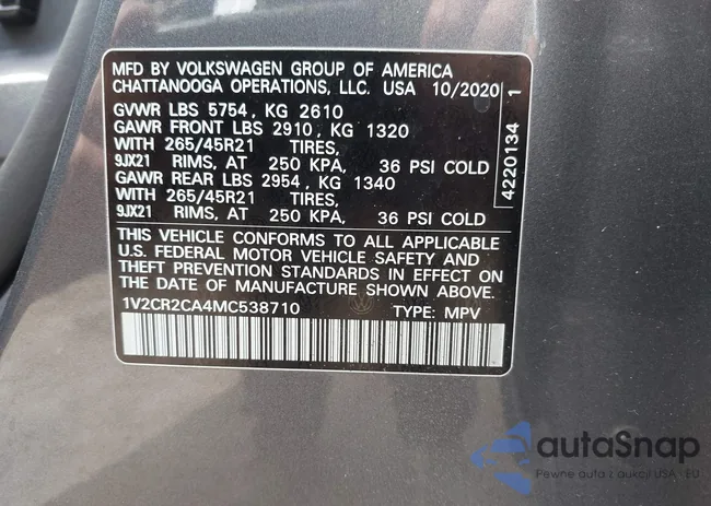 1V2CR2CA4MC538710: 43254034