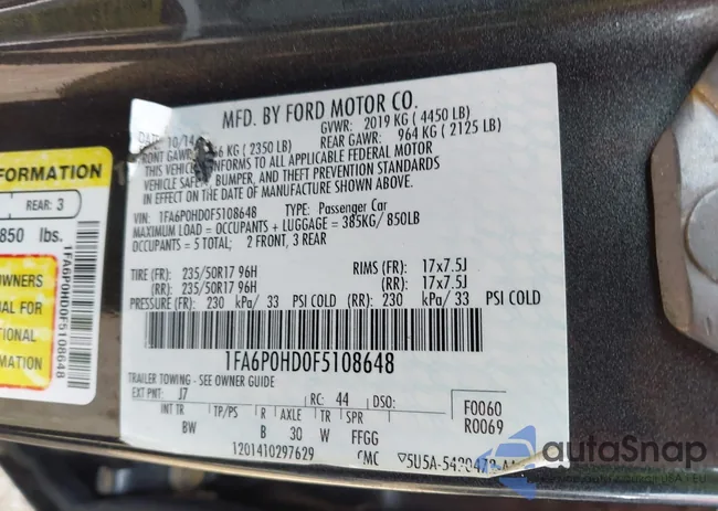 1FA6P0HD0F5108648: 43254105