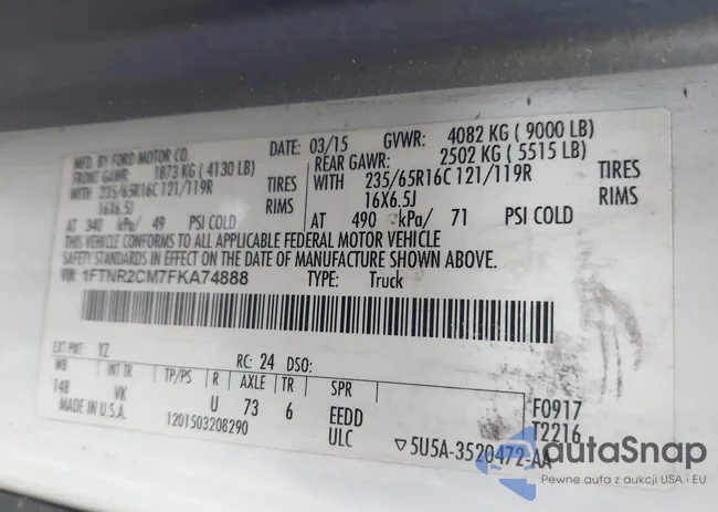 1FTNR2CM7FKA74888: 43254215