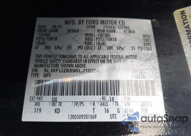 5LMFU28596LJ10250: 43254216