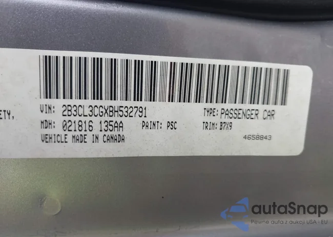 2B3CL3CGXBH532791: 43254221